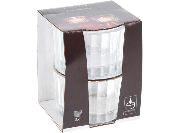 Lyestake klart glass til telys 6x3cm s/2 