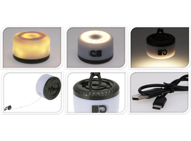 Lykt Campinglykt 8 nivå 10 LED m/wire USB-C ladekabel Oppladbart Batteri:18650 