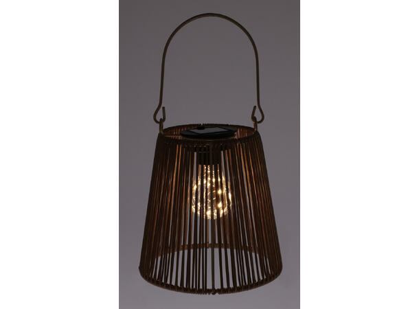 Lykt Solar brun Metall/PP 18x21cm Vekt:290gram Batteri 1xAA ikke inkludert 