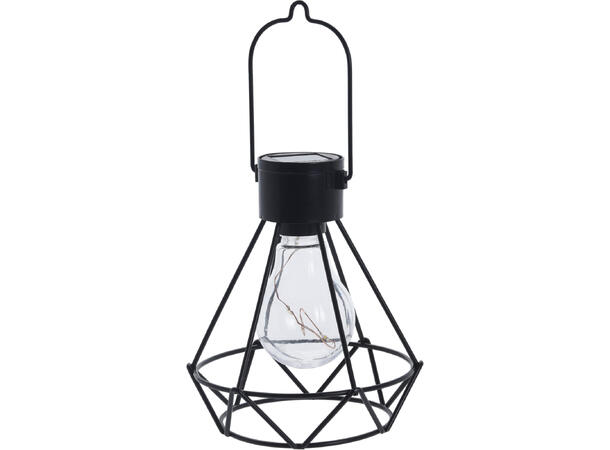 Lykt Solar sort metall h:15-16cm 3ass Display 12stk Inkl. oppladbart batteri 