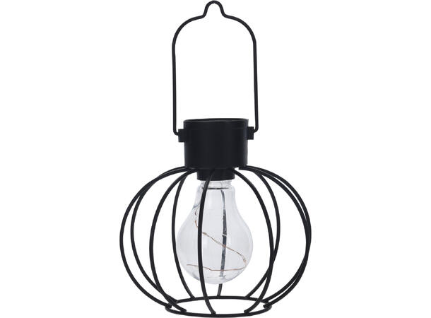 Lykt Solar sort metall h:15-16cm 3ass Display 12stk Inkl. oppladbart batteri 