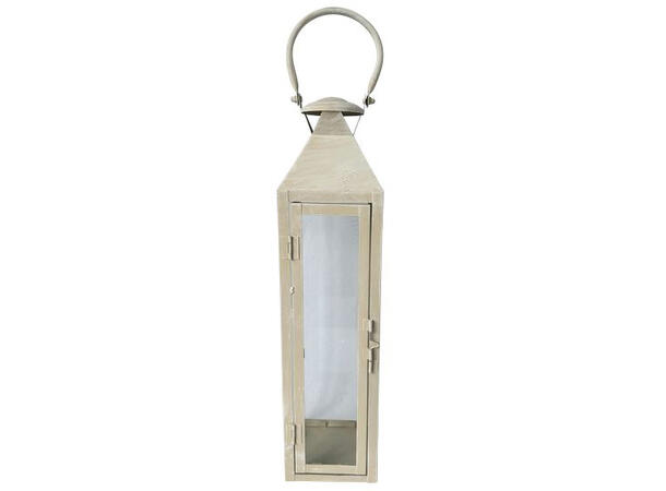 Lykt beige metall m/håndtak 11x11x45,5cm Forpk 2stk 