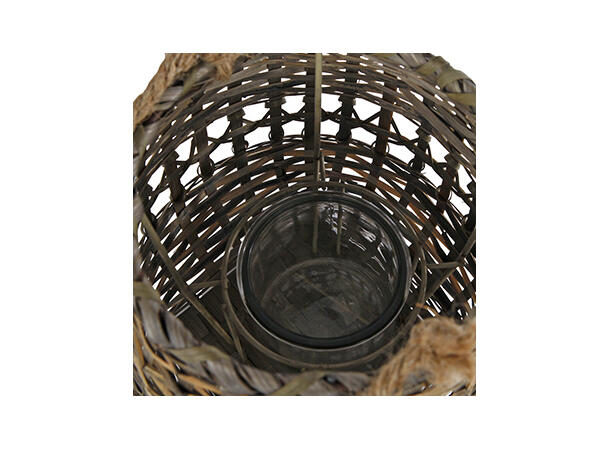 Lykt flettet natur m/glass 20x25x26cm 