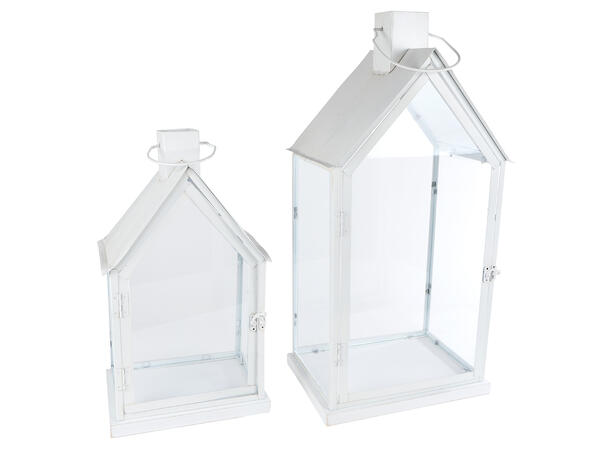 Lykt metalll hvit hus/hytte 44/62cm s/2 31x22x62/26,5x19x44cm 