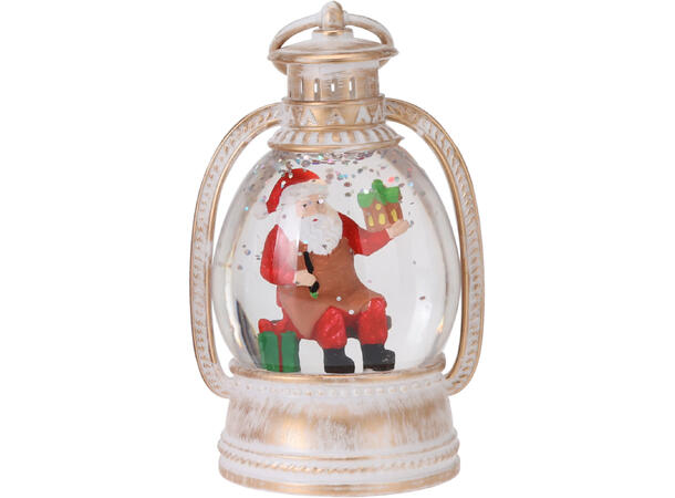 Lykt nisse vann/glitter/LED 8x13cm 4ass Batteri: 2x AAA Display med 12 stk ass 