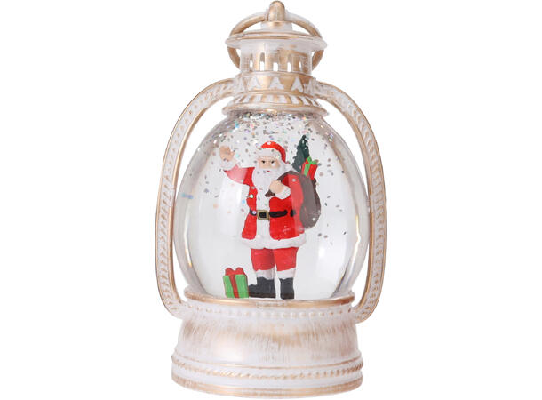 Lykt nisse vann/glitter/LED 8x13cm 4ass Batteri: 2x AAA Display med 12 stk ass 