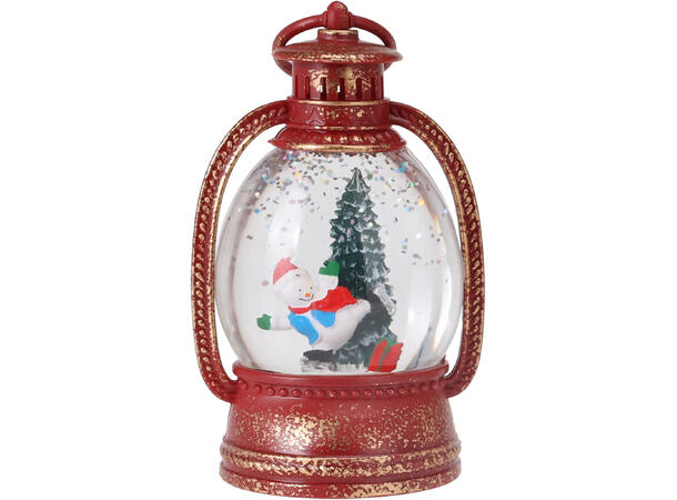 Lykt nisse vann/glitter/LED 8x13cm 4ass Batteri: 2x AAA Display med 12 stk ass 