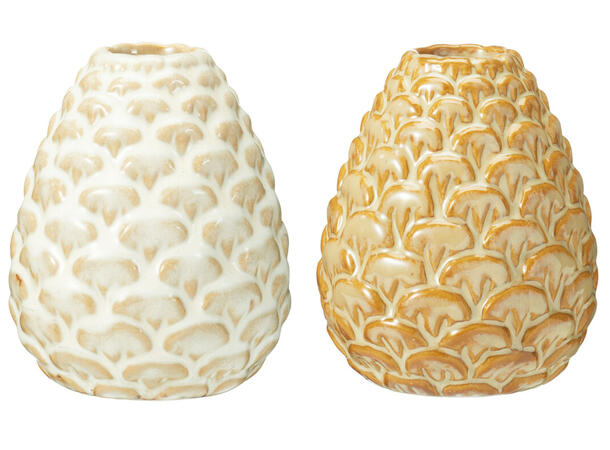 Lysestake kongle keramikk 8x10cm 2ass Forpk 12stk Passer telys kronelys 