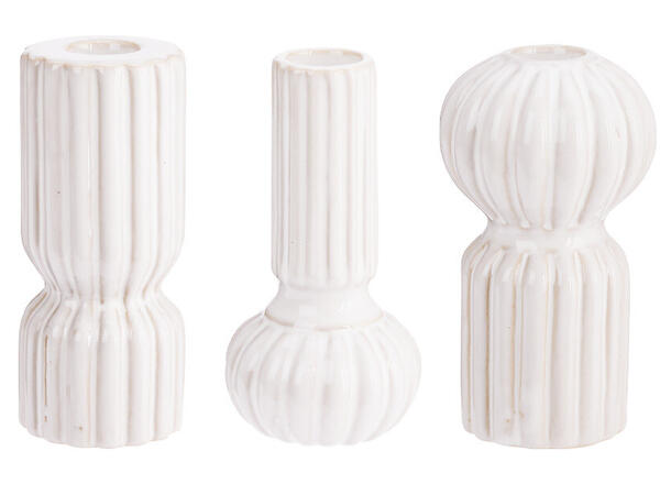 Lysestake stripet keramikk 12,5cm 3ass 