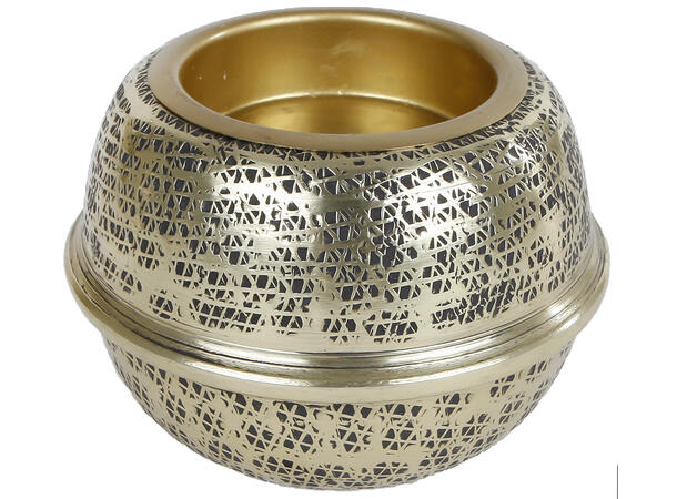 Lysestake telys/krone metall gull 12x9cm 