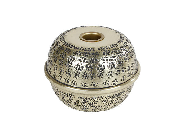 Lysestake telys/krone metall gull 12x9cm 