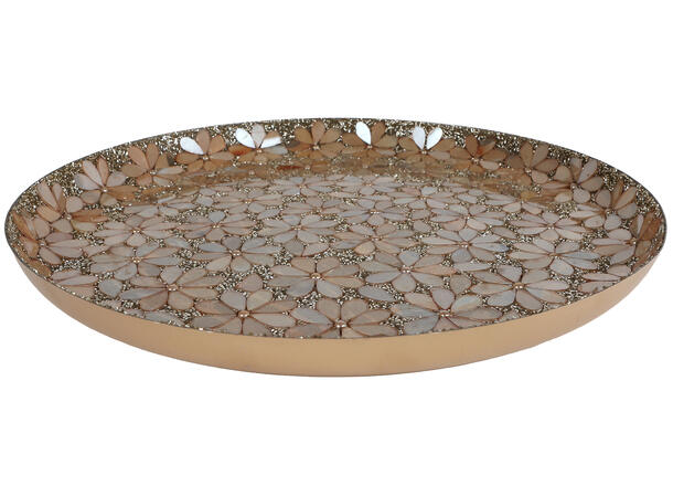 Lysfat gull mosaikk metall 35x35x2cm 