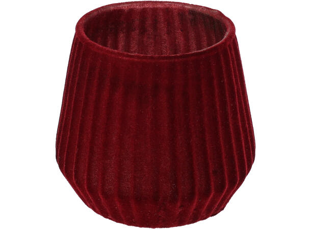 Lysglass stripet glass rød stoff 9,5x9cm 