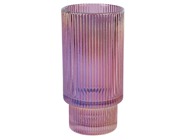 Lysglass stripet lilla glass 7x14cm Forpakning: 16stk 