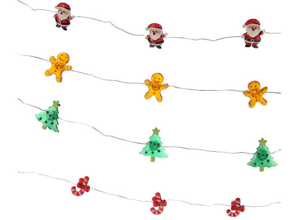 Lyslenke 20 LED julefigurer 2m Batteri: 2xAA Display med 24 stk 