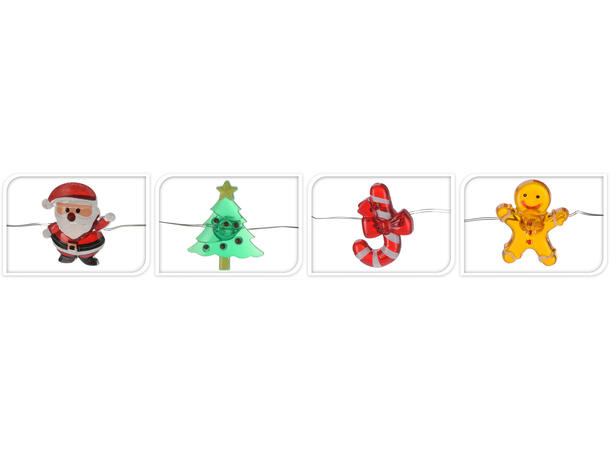 Lyslenke 20 LED julefigurer 2m Batteri: 2xAA Display med 24 stk 