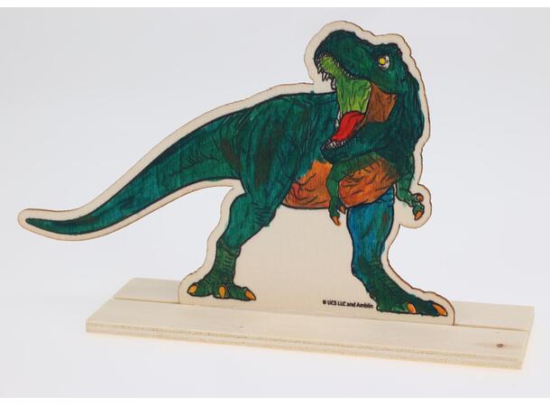 Malesett trefigur dinosaur 17x11cm 3ass Tre. Akrylmaling 