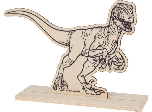 Malesett trefigur dinosaur 17x11cm 3ass Tre. Akrylmaling 