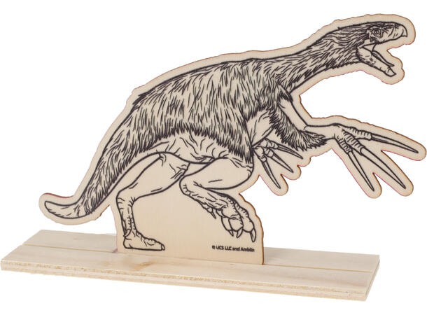 Malesett trefigur dinosaur 17x11cm 3ass Tre. Akrylmaling 