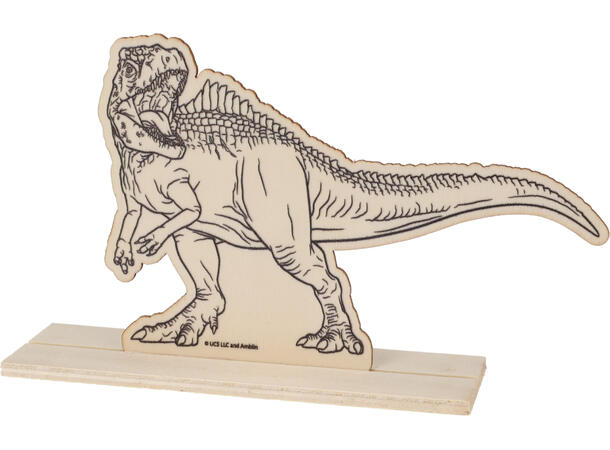 Malesett trefigur dinosaur 17x11cm 3ass Tre. Akrylmaling 