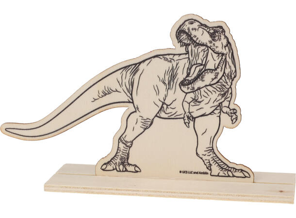 Malesett trefigur dinosaur 17x11cm 3ass Tre. Akrylmaling 