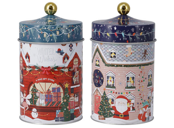 Metallboks Jul Blå Grønn 10x18cm 2ass 