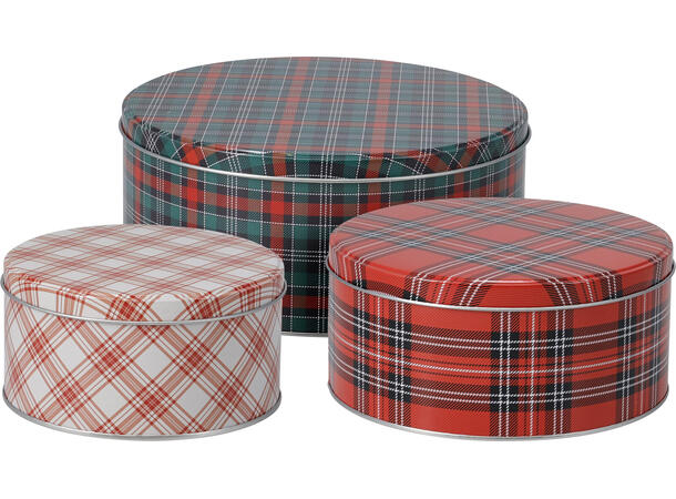 Metallboks Ruter rund s/3 20x9cm 17x8cm 13x7cm 