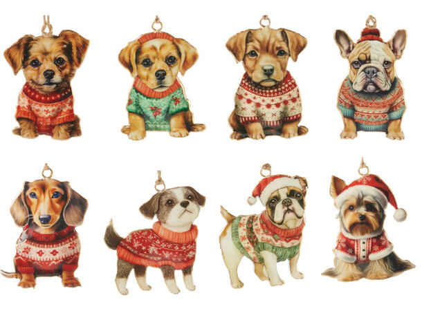 Metalldekor ass hundefigurer 10cm 8ass Display 72stk 