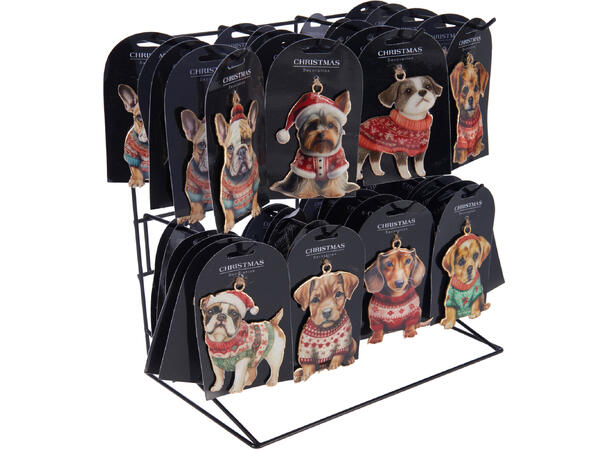 Metalldekor ass hundefigurer 10cm 8ass Display 72stk 