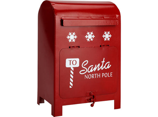 Postkasse jul metall rød 15x11x23cm 2ass 