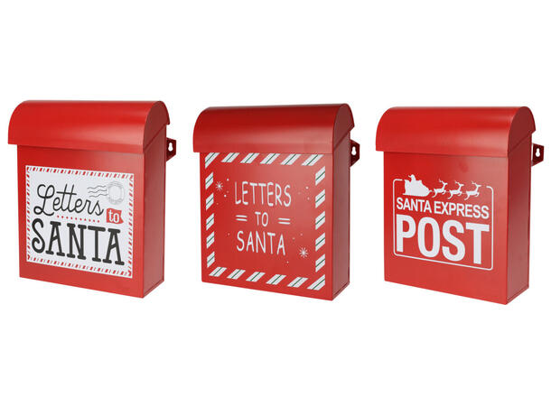Postkasse julepost metall 24x29cm 3ass Vekt:550gram 