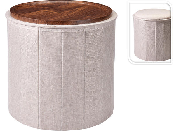 Puff med oppbevaring 43x43cm MDF plate til topp, kan snus 