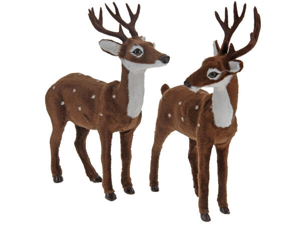 Reinsdyr brun m/hvit 33x8x37cm 2ass 