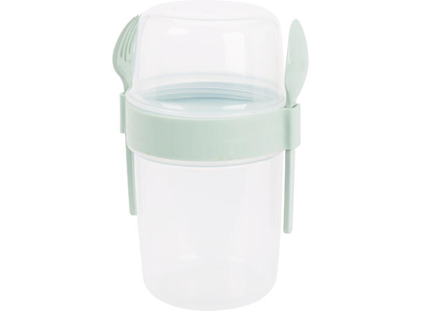 Salatbeger boks 1,1L 18cm m/bestikk 4ass Display 12stk 