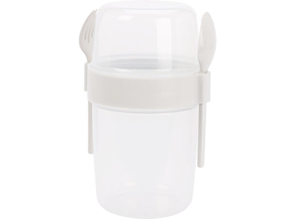 Salatbeger boks 1,1L 18cm m/bestikk 4ass Display 12stk 