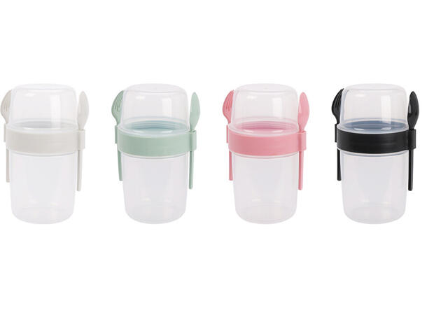 Salatbeger kopp 1,1L 18cm m/bestikk 4ass Display:12 stk 