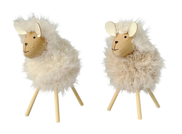 Sau stående pels m/trebein 8x7x13cm 2ass Forpk 16stk 