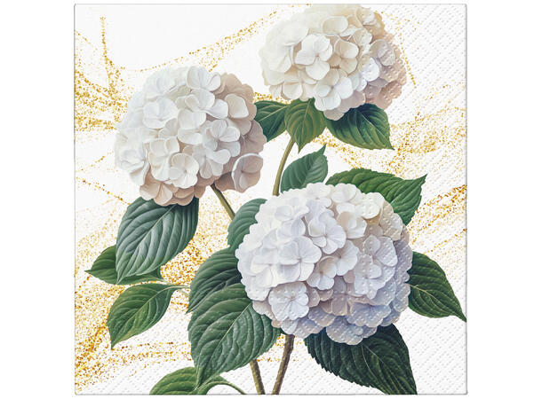 Serviett Hortensia hvit Lunsjserviett 20 stk 3-lags 33x33cm 