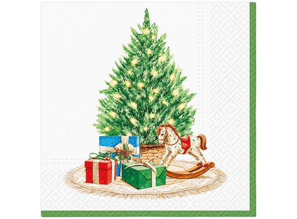 Serviett Juletre med julegaver Lunsjserviett 20 stk 3-lags 33x33cm 