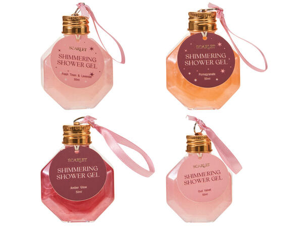 Showergel rosa/burgunder 55ml 4ass 32 stk i display 