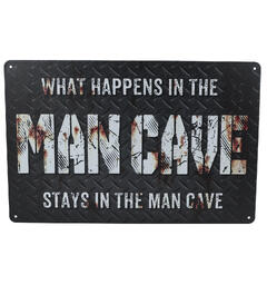 Skilt Mancave sort metall 30x20x0,5cm