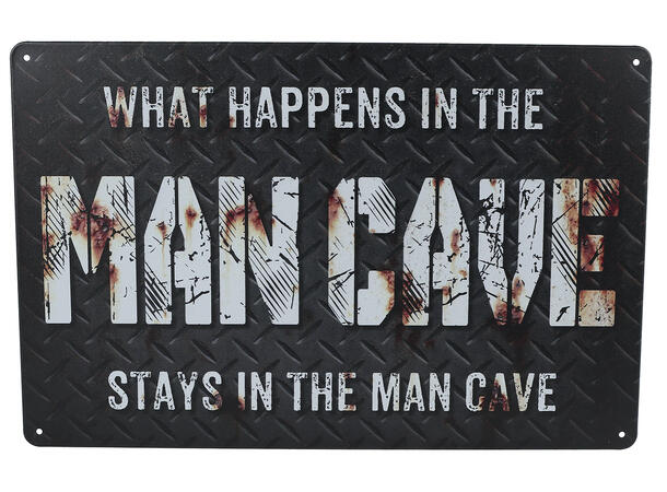 Skilt Mancave sort metall 30x20x0,5cm 