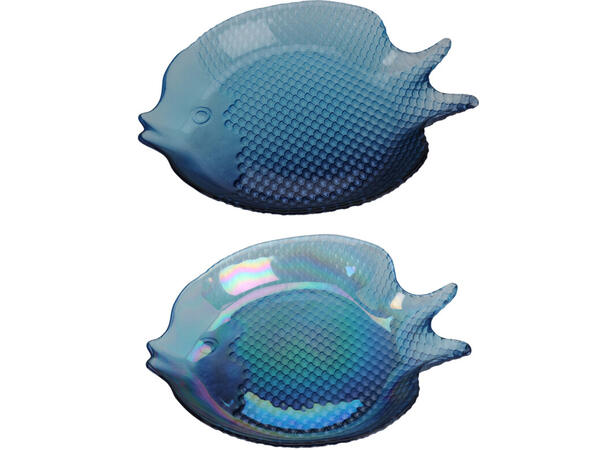 Skål fat fisk blåtone glass 24x20cm 2ass Forpakning: 12stk 