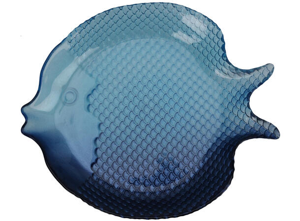 Skål fat fisk blåtone glass 24x20cm 2ass Forpakning: 12stk 
