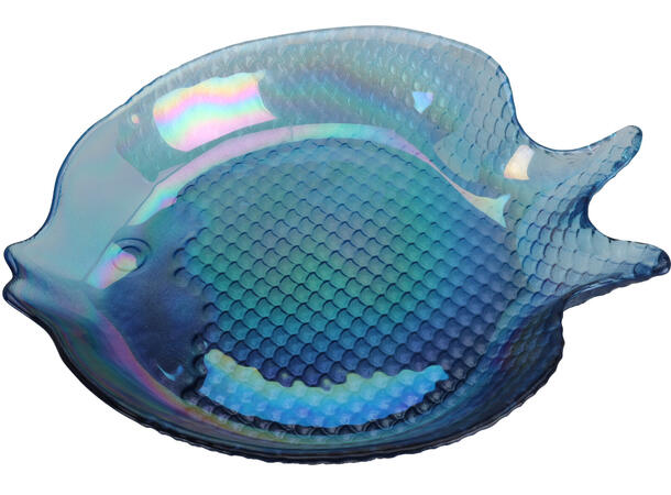 Skål fat fisk blåtone glass 24x20cm 2ass Forpakning: 12stk 