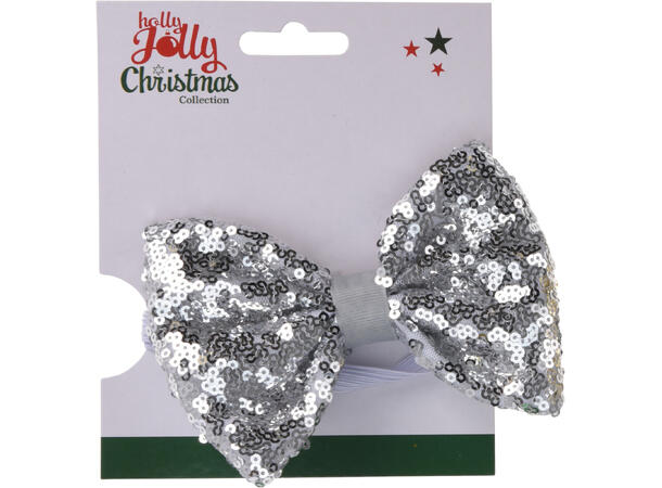 Sløyfe Jul paljetter 11,5x8,5cm 4ass Polyester 