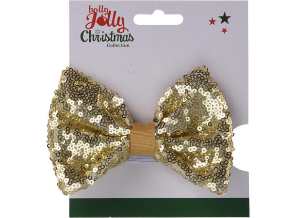 Sløyfe Jul paljetter 11,5x8,5cm 4ass Polyester 