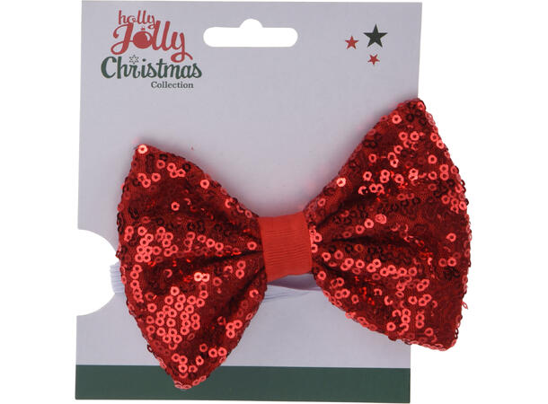 Sløyfe Jul paljetter 11,5x8,5cm 4ass Polyester 