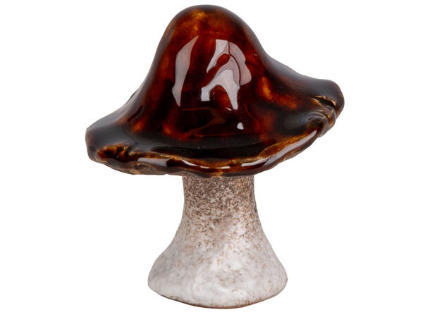 Sopp antikkhvit/brun keramikk h:7cm 