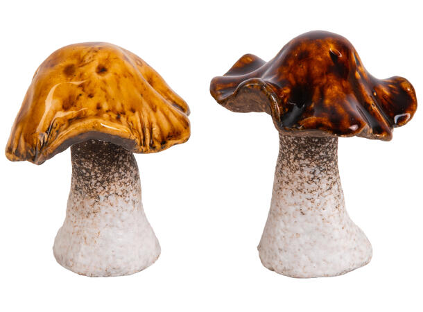 Sopp dekor brun/oker ker. 5,5x6,6cm 2ass 